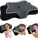 Pain Relief Cervical Pillow for Neck Support, Adjustable Ergonomic Pillow Cozy Sleeping, Odorless Orthopedic Memory Foam Pillows, Contour Bed Pillow for Side Back Stomach Sleeper (Queen Size-24.8''Lx14.96''Wx5.78''H, Black&grey)