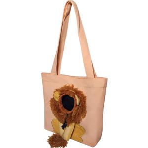 Pet Canvas Shoulder Carrying Bag, Cute Lion Shaped Cat Carrier, M Size Portable Kitten & Puppy Tote, Cozy Carriers for Small Dogs, Cats, and Pets, Handbag for Outdoor, Shopping, and Camping (M(Suitable for 8-14 lbs.))