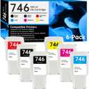 746 Ink Cartridge 300-ml Set with New Chip Replacement for HP 746 Ink Cartridge P2V83A P2V82A P2V81A P2V80A P2V79A P2V78A for DesignJet Z6 & Z9+ Large Format Printer, 6-Pack 746 High Capacity Ink Kit