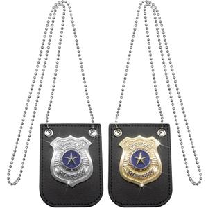 2 PCS Police Badge Pretend Play Toys Set with Chain and Belt Clip for Kids Dress Up Game, Detective Role Play