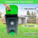 20L Dog Poop Trash Can Outside with Pooper Scooper & 50 Waste Bags- Outdoor Dog Poop Trash Can with Lid, Foot Pedal and Removable Inner Bin Waterproof and Odor Control