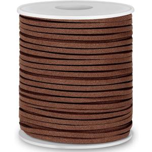 Flat Leather String Cord, Suede Ribbon for Jewelry Making, Leather Twine for Crafts, Thin Leather Shoe Laces for Boots, Faux Leather Strips for Bracelets, Necklaces (Dark Brown)