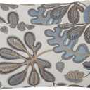 Set of 2 Jacquard Tropical Leaf Pattern Oblong Throw Pillow Covers Accent Pillowcase 12X20 Inches,Blue Cream (19.7" x 11.8" (Pack of 2))