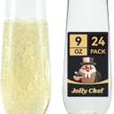 JOLLY CHEF 24 Pack Stemless Plastic Champagne Flutes 9 oz, Crystal Clear Stemless Plastic Toasting Glasses, Clear Disposable Unbreakable Drinkware Ideal for Wedding, Birthday, Party