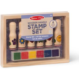 Melissa & Doug Happy Handles Wooden Stamp Set: 6 Stamps and 6-Color Stamp Pad
