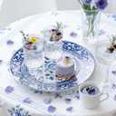 Hioasis 12Pcs Blue Charger Plates & Platters - 13 Inch plastic charger plates, Heavy-duty, BPA-free, Floral Table Chargers for Dinner Wedding & Party