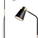 LALISU Floor Lamp, Industrial Floor Lamps for Living Rooms Rustic Farmhouse Reading Standing Floor Lamp Adjustable Metal Heads Indoor Task Lighting for Living Room Bedroom Office Home Dcor (Black)