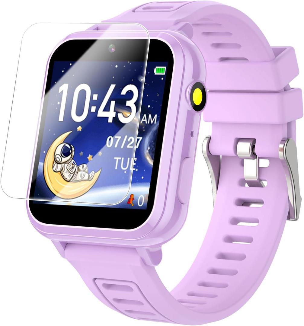 Cosjoype Kids Smart Watches Girls Gift Age 3-12, with 24 Puzzle Games HD Video Camera Music Player Learning Cards Storybook Pedometer Flashlight Touchscreen Kid Watch Brithday Gift for Girls