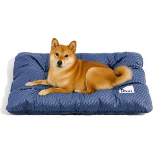 FUNNY FUZZY 2 in 1 Dog Bed Crate Pad Mat, Washable Reversible Pet Floor Mats,Fluffy Kennel Pad for Small Large Sized Dog,Indoor Cats,Sleeping Mattress,35.4"  22.8", Midnight Blue