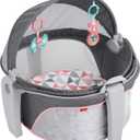 Fisher-Price Portable Bassinet On-The-Go Baby Dome, Travel Play Space with Developmental Newborn Toys & Canopy, Rosy Windmill