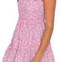 AIMCOO Women's Ruffle Sleeve Summer Sundress Cute Tiered Mini Babydoll Dress A-Line Flowy Short Swing Dresses with Pockets (Pink)