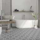 Elffloor Peel and Stick Floor Tile: 10 PCS Self-Adhesive Waterproof Vinyl Flooring,11.8" x 11.8" Retro Black Flowers Sticker for Bathroom, Kitchen, Bedroom