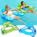 SLOOSH Inflatable Pool Floats Adult,2 Pack Pool Chairs with Cup Holders,X-Large Blow up Floats Chair,Hammock Noodle Mat for Relaxing Summer Water Fun Swimming Party Beach