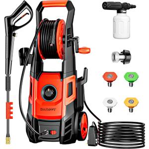 DAIMOT Electric High Pressure Washer - 8850 Pump Power Washer 3500PSI Max Included Foam Cannon, 4 Different Pressure Tips, 1/ 4 Quick Connect to Most Attachments & Accessories (3500 PSI/ 2.4 GPM)