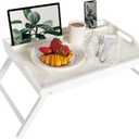 ROSSIE HOME Wood Bed Tray with Phone Holder, Extra Large Lap Desk for Laptops up to 17.3 Inches White Style No. 78104