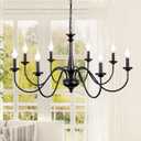 Black Chandelier Farmhouse 8 Light Chandeliers for Dining Room Rustic Hanging Light Fixtures for Kitchen Island Living Room Bedroom Entryway Hallway Stairway Foyer