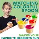 JoyServe Ice Cream Bowls and Spoons Set - (Pack of 12) Reusable Plastic Ice Cream Cups and Waffle Cone Shaped Spoons for Dessert, Frozen Yogurt, Gelato, Birthday Party Decorations