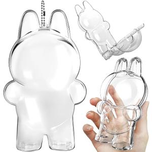 Clear Acrylic Display Case for Blind Box Figures, Protective Case for Labubu The Monsters with Metal Hanging Chain, Dustproof Scratch-Resistant Case Cover for Mini Collectible Dolls (Standing)