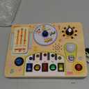 JoyCat Busy Board with Led Light, Toddler Toys for 1 2 3 4 Year Old Boys and Girls, Wooden Sensory Toys with Music, Travel Toy for Toddlers 1-3, Birthday Presents (Yellow)