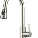 Kitchen Faucets with Pull Down Sprayer, Brushed Nickel High Arc Single Handle Stainless Steel Bar Sink Faucet with Deck Plate for 1 or 3 Hole, Suitable for Farmhouse RV Camper Laundry