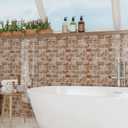 2 x CRE8TIVE 16 Sheets Faux Brick Peel and Stick Backsplash Subway Tile Stick on Backsplash for Kitchen Orange Brown Slate Tile 12"x12" Removable Waterproof Tile Stickers for Bathroom Laundry Room Renters