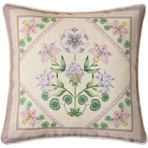 Spring Floral Block Print Pillow Cover, Euro Shams Decorative Lavender Pillow Covers 18x18 for Couch Sofa Bed Living Room, Purple Bloom