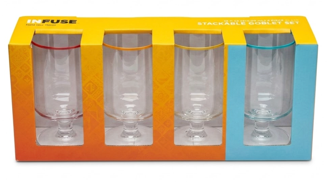 Infuse 4Pc Stackable Glass Goblet Set