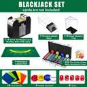Aoriher Blackjack Casino Game Set, Include 300 Poker Chips, Casino Felt 1 Automatic Card Shuffler 6 Deck Dealer Shoe Discard Holder Tray Aluminum Case for Texas Holdem Blackjack Poker (Green)