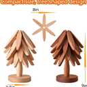 Wooden Tree Trivets for Hot Dishes - Set of 4 with Stand, Natural Foldable Kitchen Trivets for Pots, Pans, Bowls & Teapots - Beech