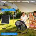 16'' Solar Powered Fan with 35W Solar Panel, Rechargeable Battery Operated Floor Fan with 23FT Cable, Cordless Portable Outdoor Fans for Home, Camping, Chicken Coop, Greenhouse, Power Outages