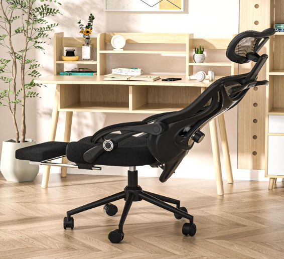 Ergonomic Office Chair - Adjustable Lumbar & Headrest, 90-160° Reclining with Footrest, Breathable Mesh Back - Home Office/Gaming Computer Chair