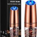 Sweet Alice Gravity Electric Pepper/Salt Grinder, Salt or Pepper Mill, Adjustable Coarseness, Battery Powered with LED Light, One Hand Automatic Operation, Stainless Steel (Single/Copper) (2.5*2.5*7.9inch)