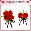 Yunlly 2 Pcs Boutonniere Wrist Corsage Set Artificial Rose Wine Red Corsage Wristband Boutonniere Flower Decor Wrist Corsage for Men Women Bride Bridesmaids Wedding Accessories Prom Suit Decor