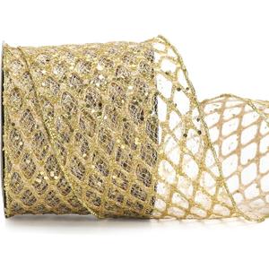ALTIER 4 Inch x 10 Yards Gold Mesh Glitter Wired Ribbon for Christmas Home Decoration Gift Wrapping Bow Making Wreath DIY Crafts