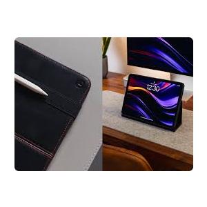 Leather Case for iPad Pro 12.9" 3-6th Gen (2018-2024), with Pencil Holder&Buckle, Auto Wake/Sleep, Adjustable Stand, Black