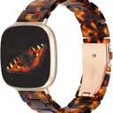 Wearlizer Resin Band Compatible with Fitbit Sense & Versa Bands for Women & Men, Lightweight Fashion Wristband Strap Accessories for Versa 3/4 & Sense 2 (Tortoise)