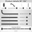 Curtain Rods 36-120 Inch, Black Wrap Around Blackout Curtain Rods for Windows, 1 Inch Adjustable Long Heavy Duty Room Darkening Window Treatment Rod for Bedroom, Living Room, Sliding Door
