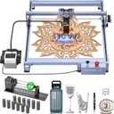 CREALITY FALCON 10w Laser Engraver with Air Assist, Laser Engraving Machine with Rotary Roller, 72W High Precision Laser Cutter and Engraver for Wood, Metal, Acrylic, Cylindrical Objects, Tumblers