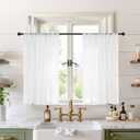 BGment White Linen Semi Sheer Curtains 36 Inch Length for Kitchen Cafe Window - Small Drapes Light Filtering with Rod Pocket Lightweight for Cafe Bathroom, 2 Panels Set, 30 X 36 Inch
