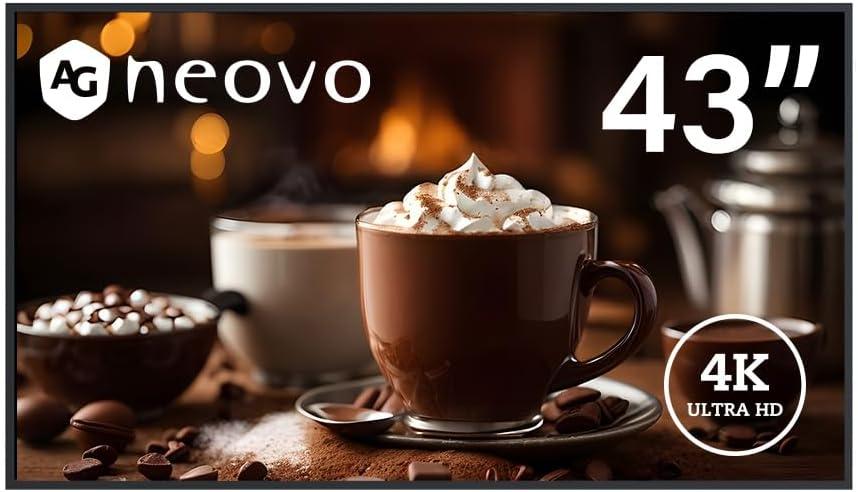 AG Neovo DS4351U 43'' Commercial Digital Signage Display for Business, All-in-one, 4K UHD, 500 nits, HDMI, USB, LAN, WiFi, 3-Year Waranty, 24/7 Operation, Portrait and Landscape