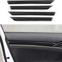 Front/Rear Doors Decor Strips Trim Decals for 2016-2021 Honda Civic 10th Gen Accessories ABS Carbon Fiber Stickers, Except for Sport/Hatchback/Touring, Black
