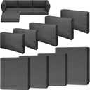 9 Piece Outdoor Patio Waterproof Cushion Covers, Fits 4-Seat Wicker Rattan Sectional Couch Chair Furniture Cover Replacement Set - Fade-Resistant Patio Cushion Covers with Zipper