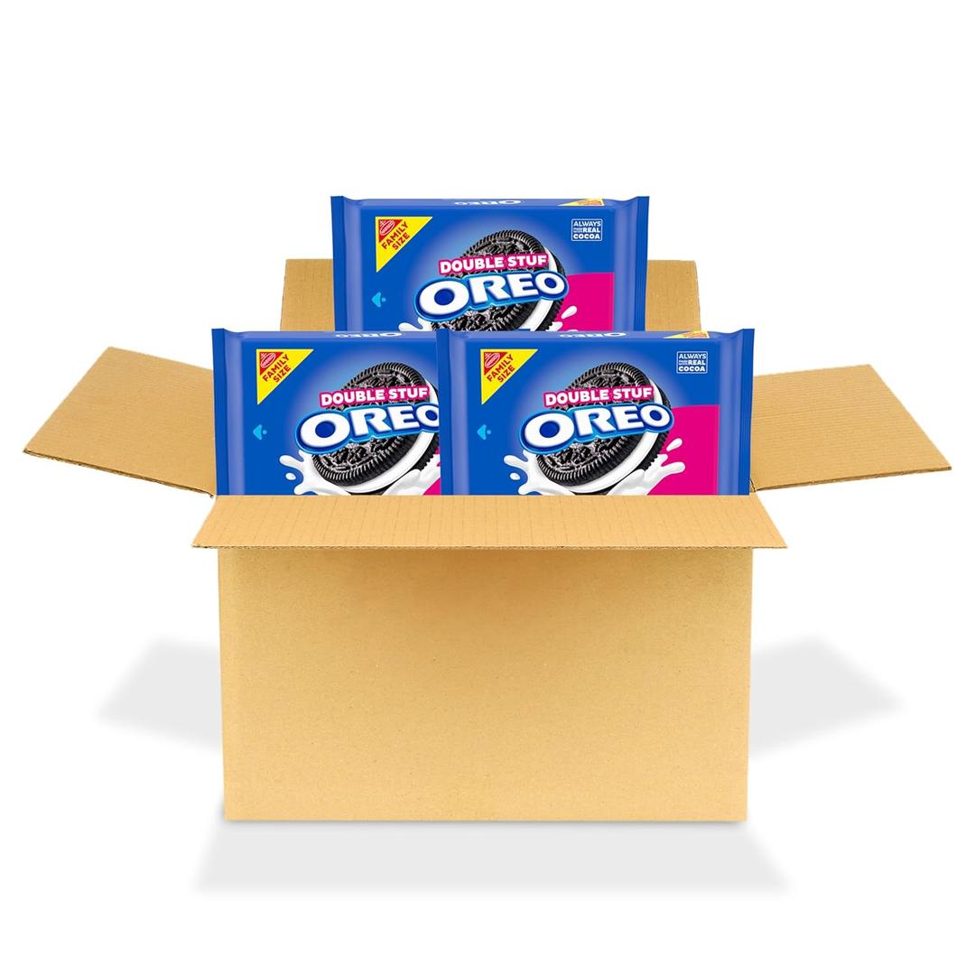 OREO Double Stuf Chocolate Sandwich Cookies, Family Size, 3 Packs (EXP 11/02/26)