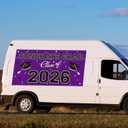 2026 Graduation Party Plastic Backdrop - 65" x 32.7" Congrats Grad Banner in Purple, Large Class of 2026 Decorations, Photography & Grad Party Supplies