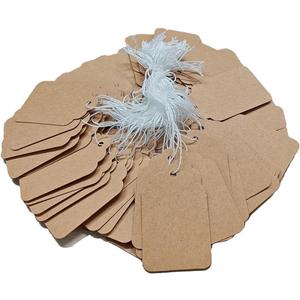 300 Pcs 1.89x1.2 Inches Kraft Jewelry Price Tags with String Attached Retail Paper Gift and Sale Hang Tag Handwritten Price Display Lables for Pricing Clothes Necklace & Merchandise