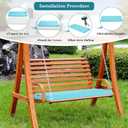 Outdoor Bench Cushion 42 x 18 Inch Thick Waterproof Porch Swing Cushions with Tie Patio Furniture Chair Cushion Bench Pad Color Fastness Backyard Seat Pads, Light Blue, 42"x18"x3"