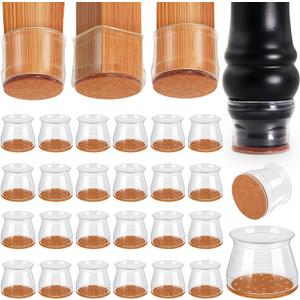 Ansible 24 Pcs Chair Leg Floor Protectors, Silicone Felt Furniture Leg Pads Caps Covers for Hardwood Floors (fit:1.3''-2'')