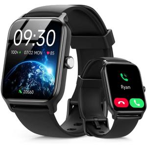 Smart Watch for Men, Alexa Built-in 1.85" HD Touchscreen Fitness Tracker with Bluetooth Call, 24/7 Heart Rate/Sleep/SpO2 Monitor, 100+ Sport Modes,2ATM Waterproof Smartwatch for Android iPhone(Black)