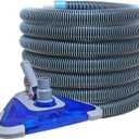 POOLWHALE Professional 1-1/2-Inch x 24-Feet Swimming Pool Vacuum Hoses with Swivel Cuff and Triangular Weighted Flex Vacuum Head, Perfect for Above Ground and Small Inground Pools