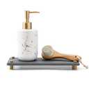 Kitchen Sink Caddy Water Absorbing Stone Drying Tray, Diatomite Bathroom Sink Organizer, Faucet Counter Mat Coaster, Soap Dish Rack Riser Dispenser Sponge Holder, Dark Gray Gold 10" x 4"